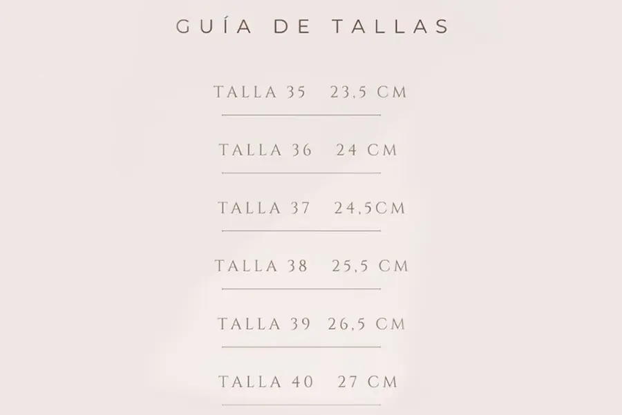 Guía de tallas